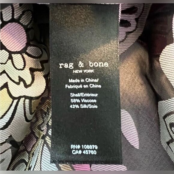 Rag & Bone NWT Sierra Floral Long Sleeve Sheer Blouse Black Multi Size XS - Picture 12 of 14